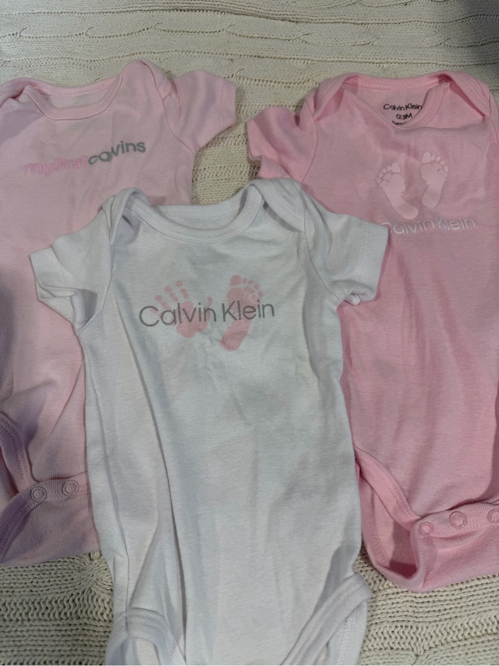 Calvin Klein Baby Bodysuits - White and Pink Set
